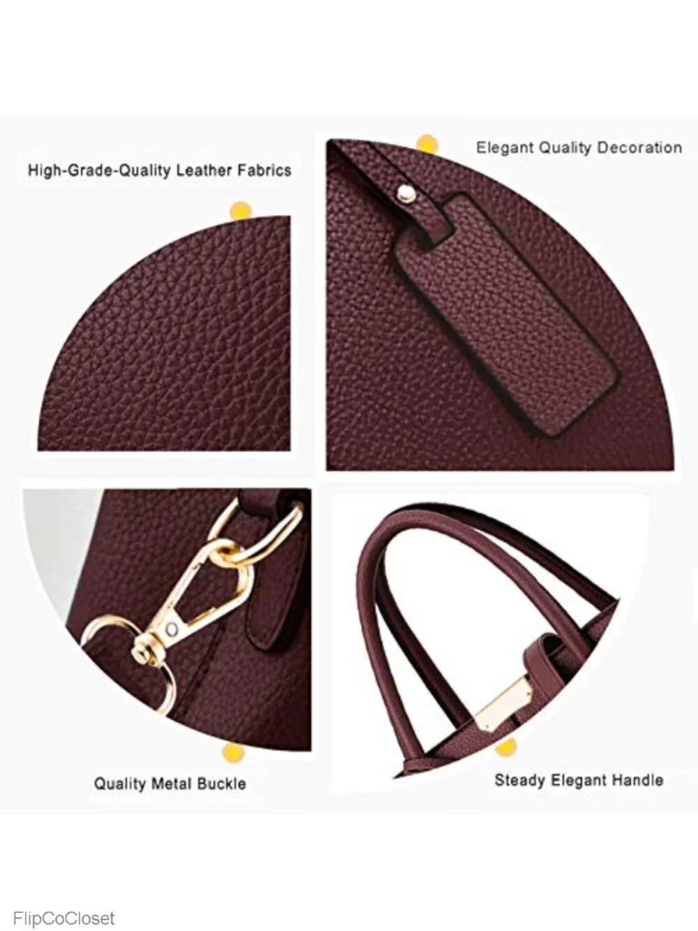 PU Leather Satchel Handbag Removable Strap Top Handle Shoulder Bag